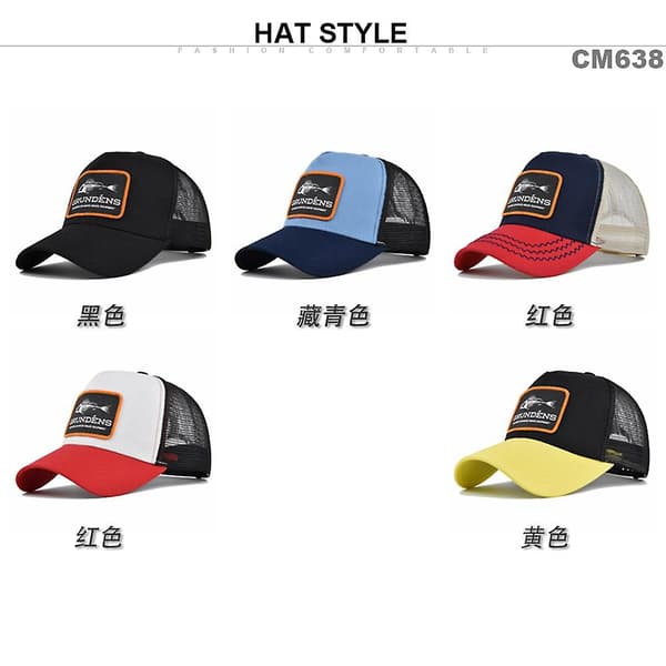 Brodert Baseball Cap Fishbone Vevd Etikett Brodert Toppet Cap Mesh Cap Buet Bremm Sol Visor Sommerhatt Sol Visor