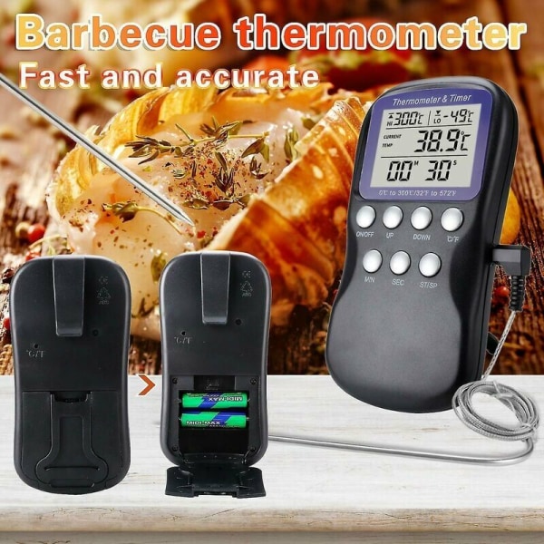 Digitaalinen uunilämpömittari anturilla, korkean ja matalan lämpötilan hälytystoiminto, karkkia, leivontaa, ruoanlaittoa, lihaa, elektronista lämpömittaria
