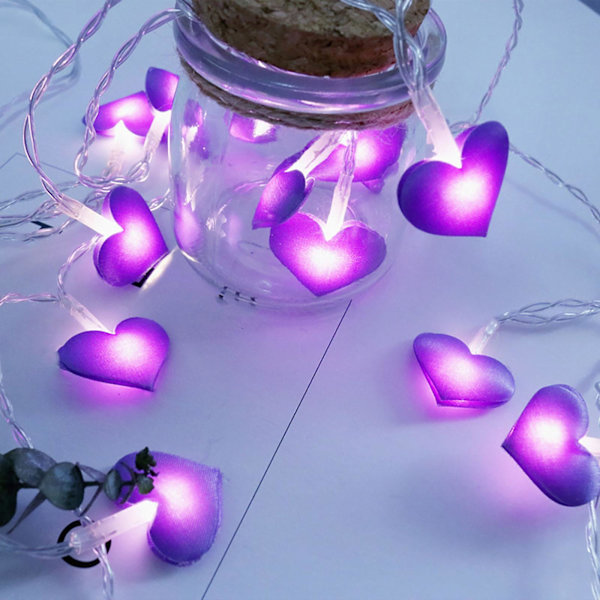 LED-valokangaspersikka sydänvalosarja Tyttö Sydän Huoneen koristevalo (Violetti)