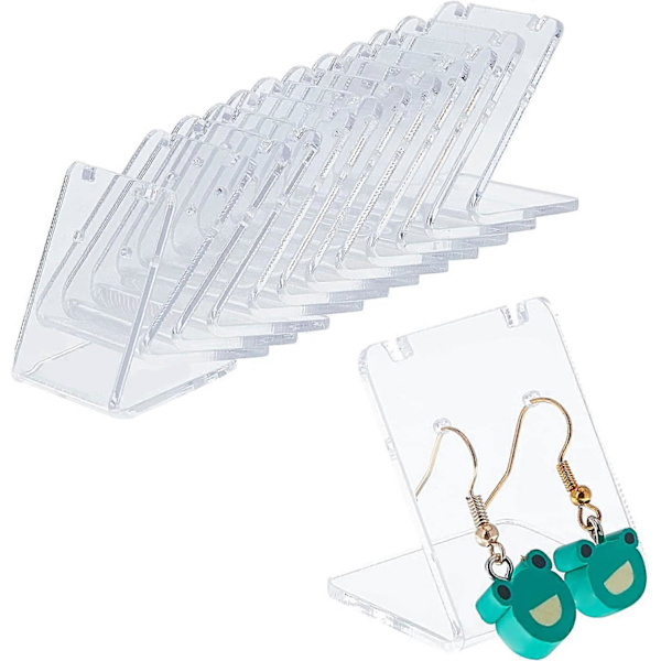 24 Pack 48 Hål Örhängehållare L-Form Smyckesvisningar Marknadsföring Akryl Halsband Stativ Hållare för Halsband Smycken Hängande Sned Bakre Display (1