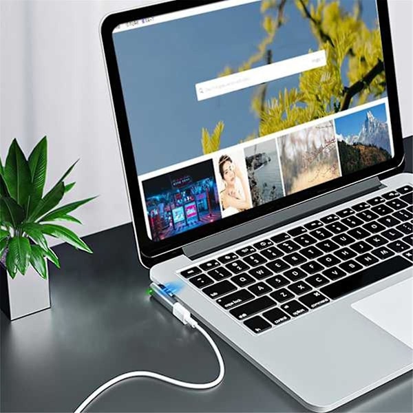 Magnetisk USB C-adapter Typ C/DC5521 till 2-kontakts PD Snabbladdningsadapter för /Pro（Som visas）