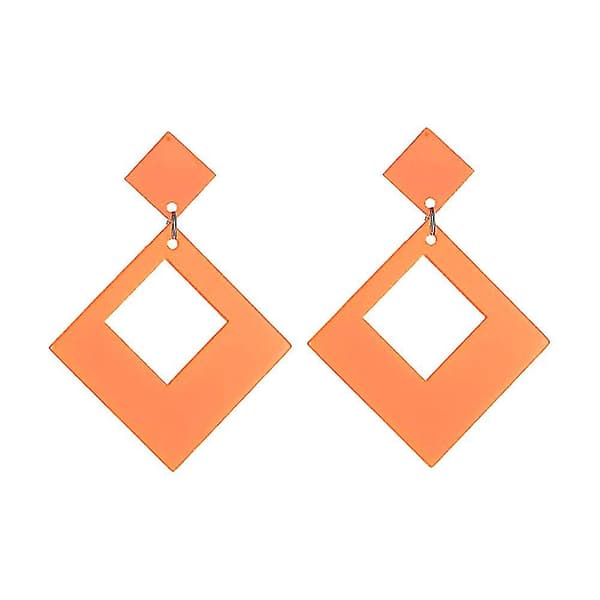 Kvadratiske overdrevne øredobber, lange statement øredobber（oransje）
