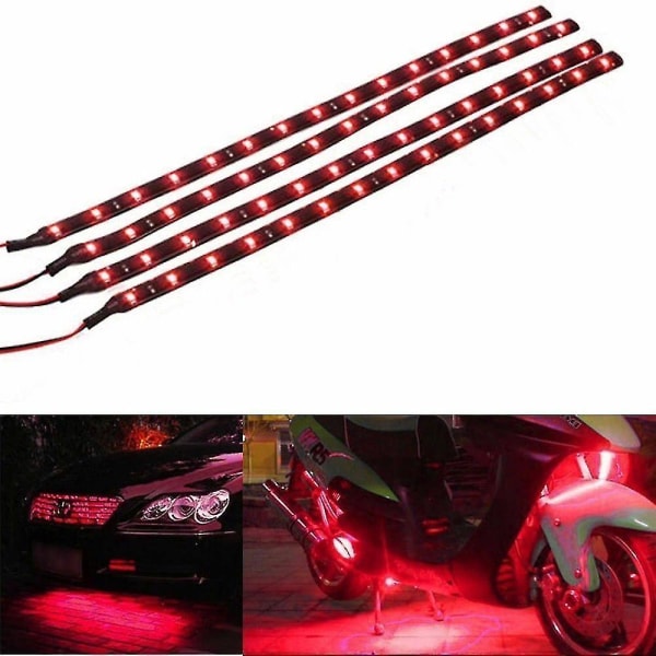 10 ST röd Vattentät flexibel LED-ljusremsa Bil Motorcykel Bottenljus