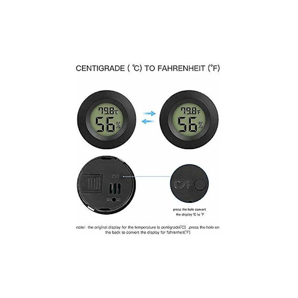 2-pack minikylskåp frys hygrometer termometer, elektronisk hygrometer, svart termometer