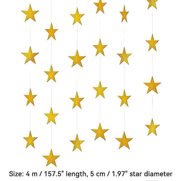 Stjernegirlander 4 m papir gullstjerne til fest juletema lettvekt 5 cm Mirror silver