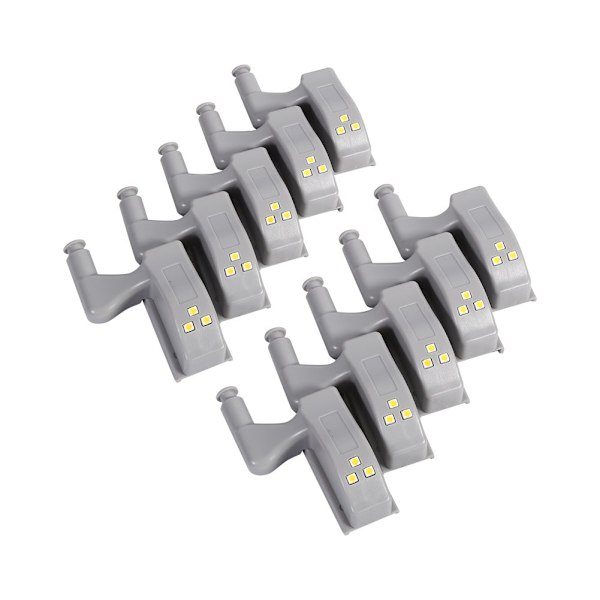10-pakks Universal Skap-LED, hengsel-sensorlys for skap, garderobe, kjøkken nattlys T