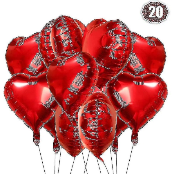 Hjärtfolieballong Röd 20 delar Hjärta Heliumballonger Hjärtballonger