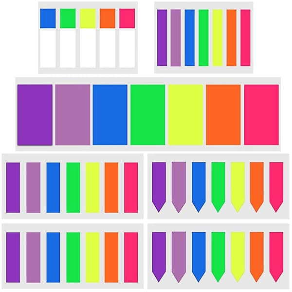 940 stk. Sticky Notes Flags Index Tabs 7 Style Farvede Sidemarkører