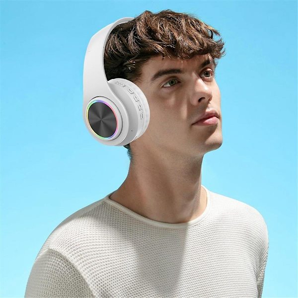 Bluetooth-hodetelefoner, intelligent trådløs Bluetooth-headset HiFi Stereo Foldable Headset for Home Office White（White）