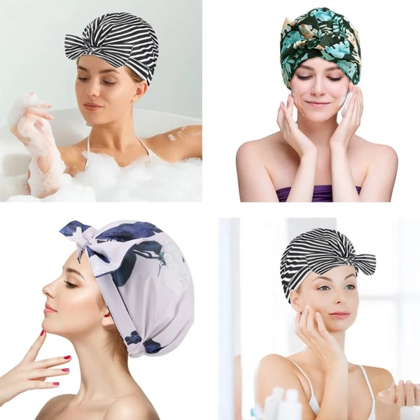 Lyxig cap för kvinnor Vattentät cap Badmössa Återanvändbar cap Multifunktionell cap Huvudbonader för hembadrum