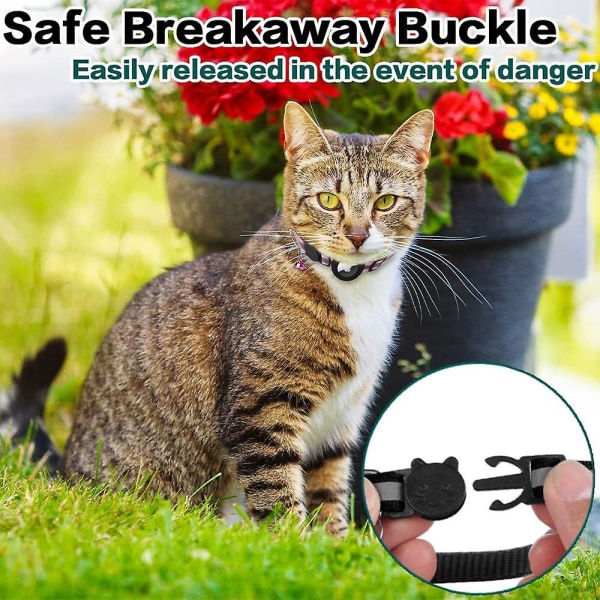(s, rosa) AirTag katthalsband med AirTag klockstöd vattentätt säkerhetsspänne, anti-stryp katthalsband, personlig katthalsband