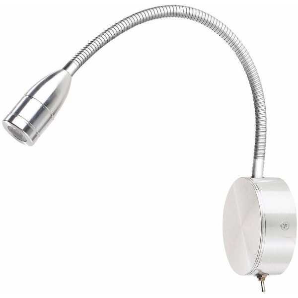 Lunartec Gooseneck -lamppusänky: LED-sänky ja lukulamppu, jossa on hanhenkaula, seinään kiinnitettävä, 3 W, viileä valkoinen (lukulamppupatjan hanhenkaula)