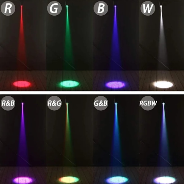LED discolys LED pinspot strålekaster, 10W RGBW strålekaster, stadionlys