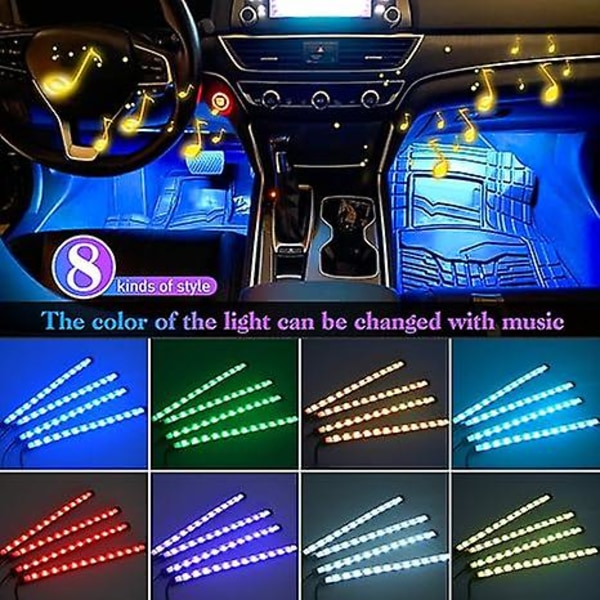 Auton LED-tunnelmavalo, muokattu auton sovelluksen tunnelmavalo, auton matkapuhelin bluetooth-koristevalo (72 valoa)