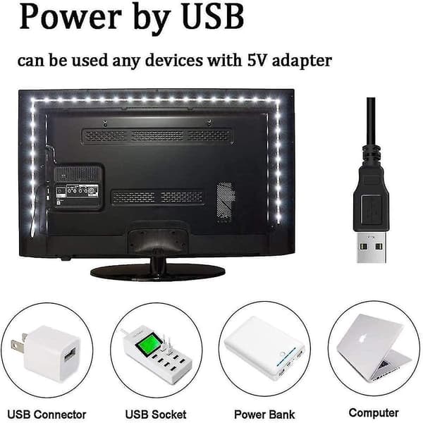 Led-strimmelbelysning 6,56ft Usb Tv-baggrundsbelysning Dc 5v Rgb-strimmelbelysning til 40 til 60
