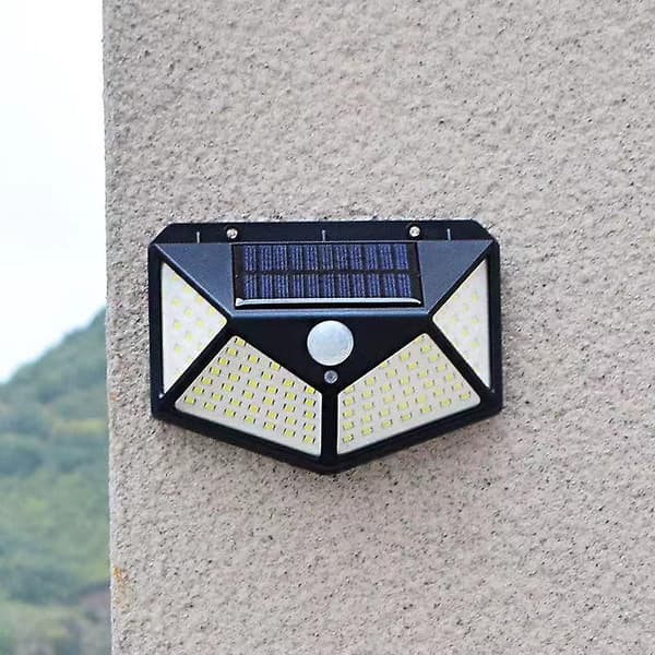 LED-vägglampa med rörelsesensor, IP65 vattentät, solcellsdriven, armatur