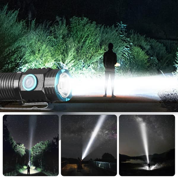 Taskulamppu Led-taskulamppu Mini-taskulamppu, 1000 lumenia, ladattava kompakti LED-taskulamppu klipsulla（B）