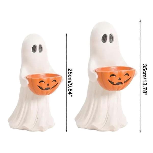 Halloween spøgelsesstatue slikskål med græskar til bordpynt til fest 35CM