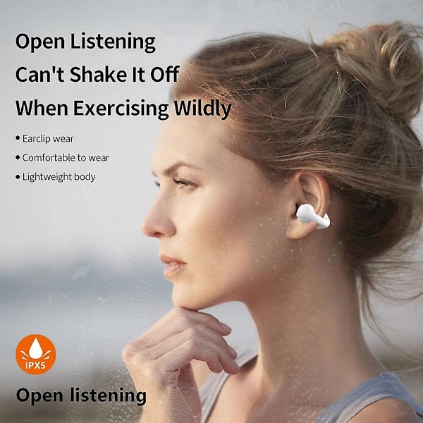 Tws True Wireless Bluetooth 5.3 -kuulokkeet kivuttomat korvaklipsit urheilukuulokkeet Hifi-ääni handsfree-nappikuulokkeet painikkeella ohjaus virranäytöllä latauskotelo