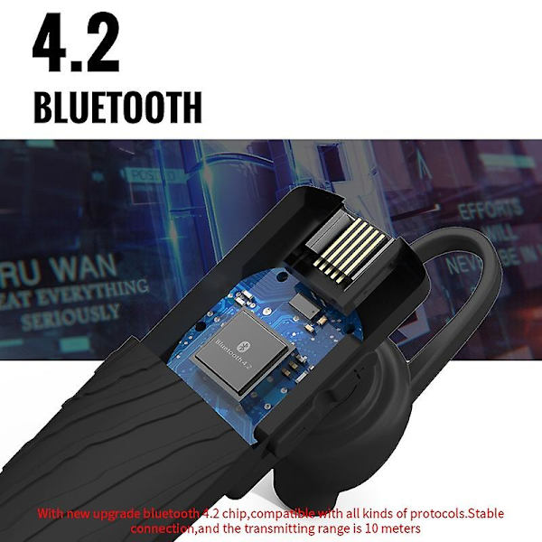 Bluetooth-headset - Enkelt øre - Håndfri Bluetooth-øretelefon - Bluetooth trådløse øretelefoner - Kørsel - Forretning