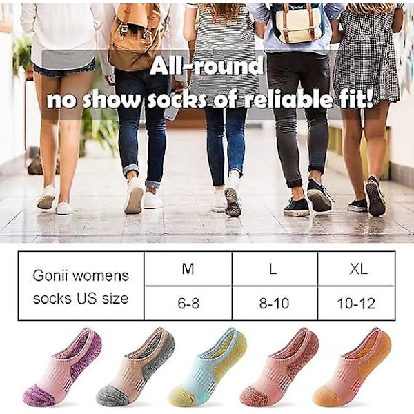 Damstrumpor No Show Athletic Ankle Socks Dämpade Löparstrumpor Låg Cut 5 Par/Storlek:5-8/Färg: Flerfärgad 1