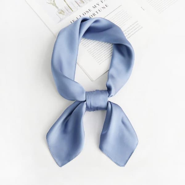 Kvindernes Fashion Soft Large Satin Square Chiffon Polyester Tørklæde Sæt Hoved Hals Multiuse Solid Farver Tilgængelige-Blå