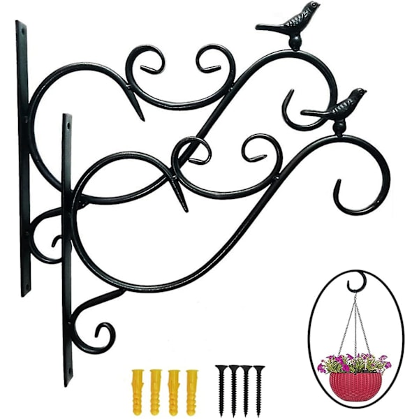 Wall Hanging Basket Holder - Wall Hanging Basket Holder - Wall Mounted Wrought Iron Wall Mounted Hanging Plant Lantern - Black