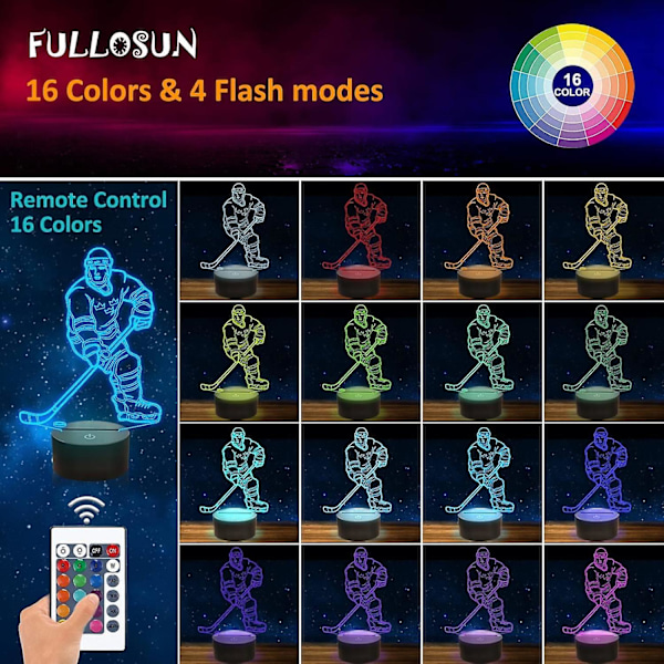 3D Natlys Ishockey Atlet 3D Illusionsseng
