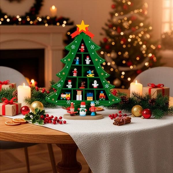 Juletræ - SPRINGOS - 28 cm - Træ med figurer - Indendørs dekoration - Klassisk