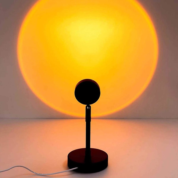 Solnedgångsprojektion LED-ljus Regnbågsgolvstativ Modern lampa Nattlampa med USB-laddning Roterbar färgglad projektionslampa