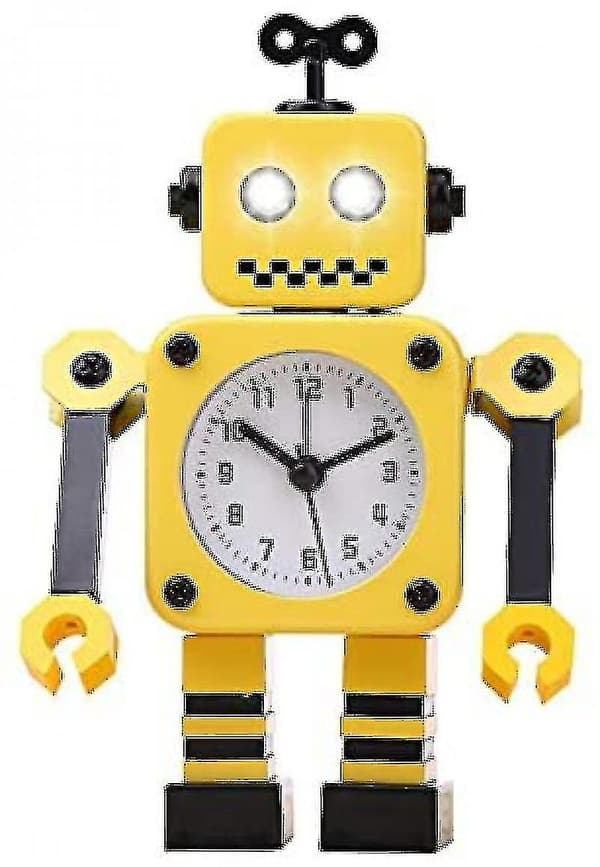 Klocka Alarm Robot Form Julgåva Barns Gåva（GUL）