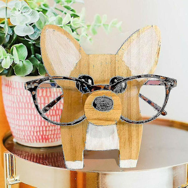 Corgi Hunde Brilleholder Stativ Hvalp Hunde Brille Ramme Julegave Sød Kæledyr Træ Ornament Solbriller Briller Display Stativ (Ræv)（Dovdyr）