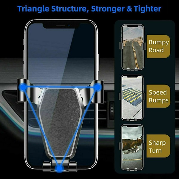 Universell mobiltelefonhållare för bil, luftventilationsfäste, gravitationsstativ (som visas)