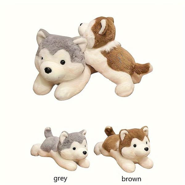 Mjukdjur Husky Docka Tygdocka Säng Djurdocka Kudde Flicksovande Docka（brun）