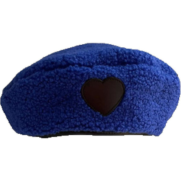 Fransk Beret Kunstig Kasmir Ottekantet Hat Kærlighed Hjerte PU Læder Skygge Hue Beret Efterår Vinter Blød Retro Maler Kasketter（En Størrelse，Khaki）