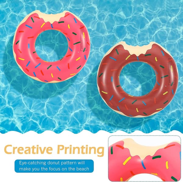 Badringar, 2-pack Donut-mönster Hållbara PVC Simringar Vattenkul Inflatable Pool Float Tube Sommar Simbassäng Float Ring Strand Pool Party Leksaker