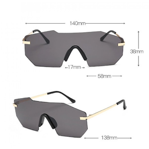 Oversized speilrefleks rammeløse linser ett stykke solbriller for kvinner Menxq-sg242