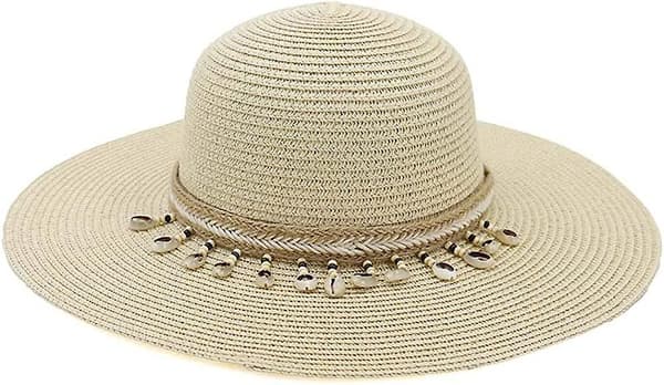 Panama solhatt for kvinner, strandhatt med skallbånd