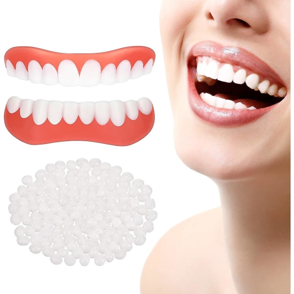 Set De 1 Fausses Dents Blanches Prothses Dentaires Cosmtiques Pour Mchoire Suprieure Et Infrieure Dentier Provisoire Facetters Dentaires Dents De Placa