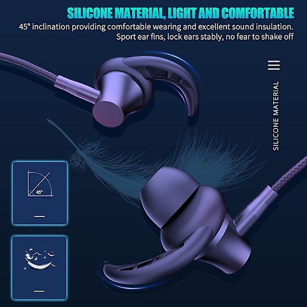 Bluetooth 5.4-hörlurar, nackband, trådlöst headset för sport, vattentäta Blueototh-hörlurar, brusreducerande, stereo, in-ear-hörlurar med mikrofon