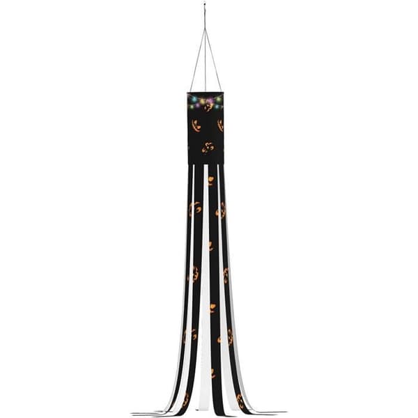 Halloween Windsock - Lysende ansigt i mørket - 152 cm - Sort - Udendørs dekoration - Voksen