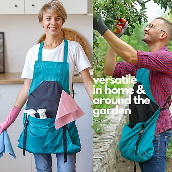 Dww-Harvest Apron (Sininen), Canvas-kassi hedelmien poimintaan - Säädettävä ja suurikapasiteettinen Harvest Apron pohja-aukolla