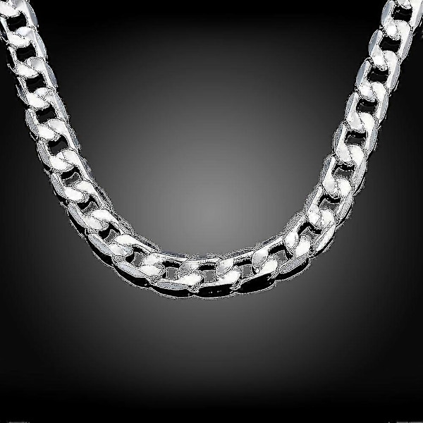 925 Sterling Silver Halsband För Män 20 Tum/8mm