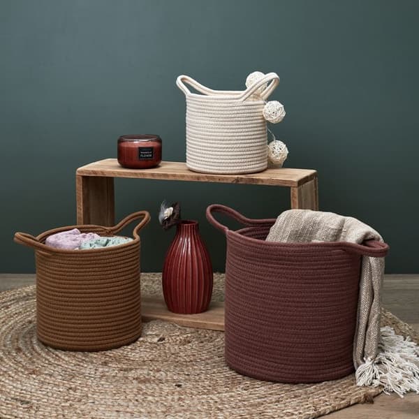 Set med 3 korgar - HOME DECO FACTORY - Bomull - Terrakotta Ockra Elfenben