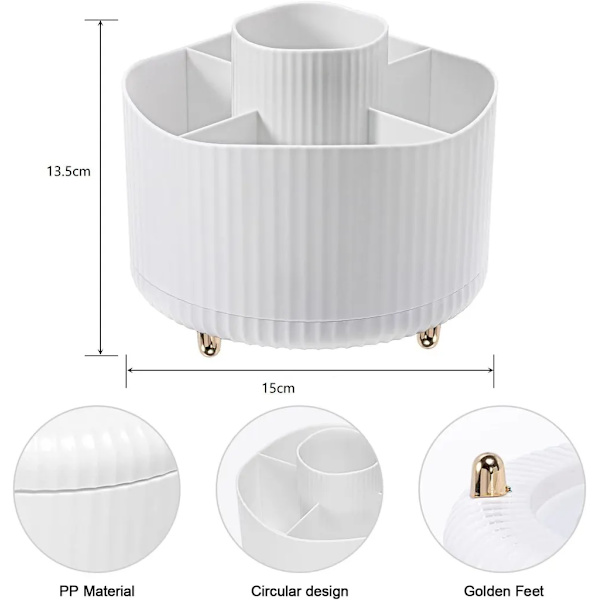 Make-up Organizer Kosmetik Organizer, 360° Roterende Kosmetikboks til Toiletbord Badeværelse
