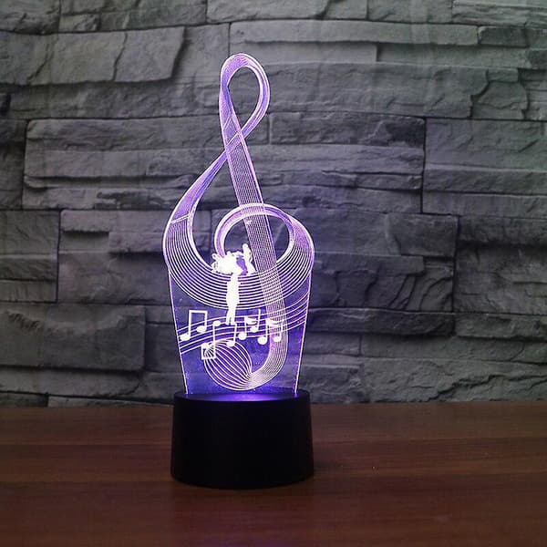 Musiknotation lampe 3d natlys børnelegetøj led 3d touch bordlampe 7 farver led lys til jul
