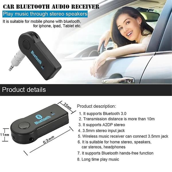 Bt350 Aux Bil Bluetooth-mottaker 3,5 mm Trådløs 4.0 Bluetooth-adapter Bluetooth Lydmottaker Konverter