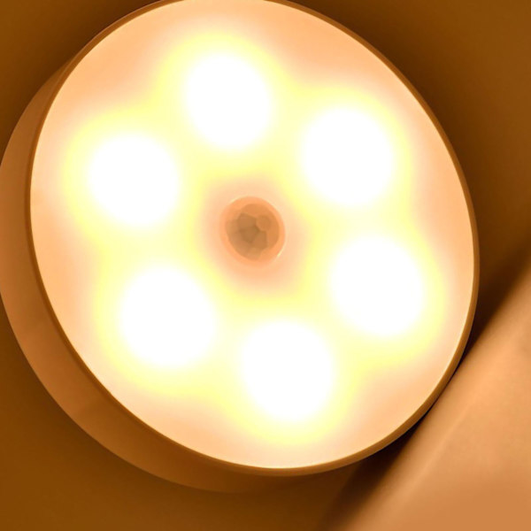 2024 Rund LED Nattlampa Vit Varm USB Laddningsbar Väggmontering för Sovrum Barnrum Hall Trapp 0,68 Typ 3
