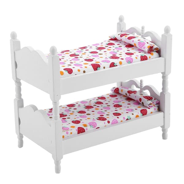 1:12 Dockhus Mini Möbler Barn Sovrum Modell Våningssäng Leksaker (Rosa jordgubbe)