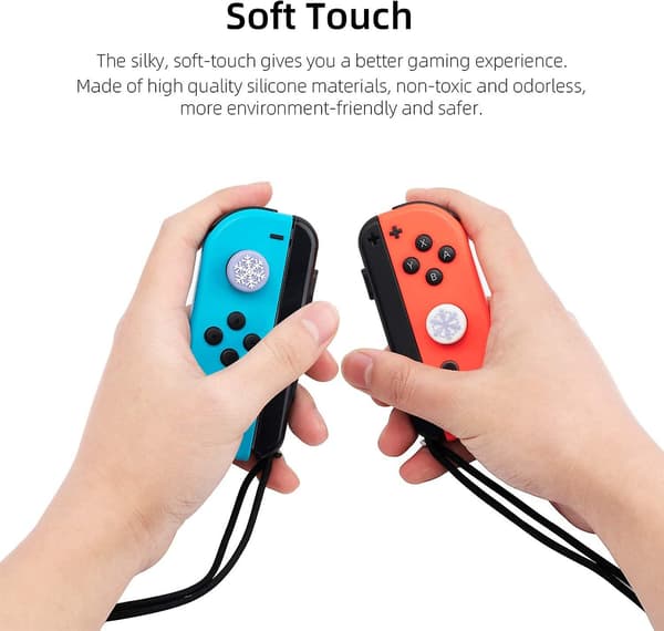 4-pack Silikon Tumgrepp för Joy-Con - Snö - Joystick-skydd för Switch/OLED/Switch Lite - Analoga Tumgrepp (Snö)